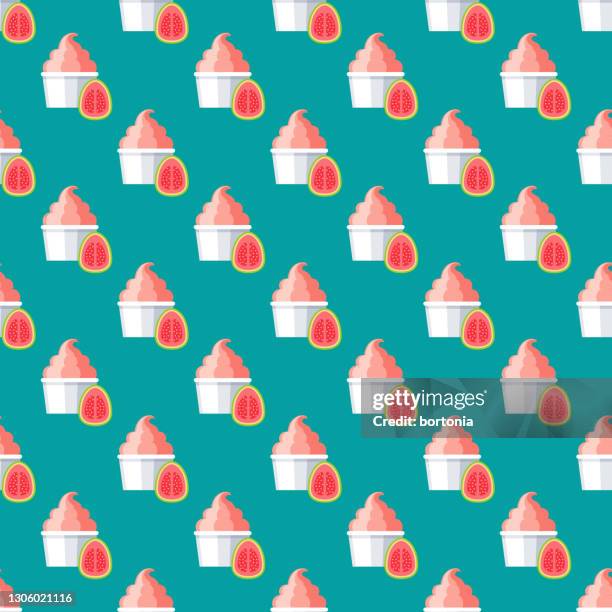 guava ice cream pattern - yoghurt pot stock illustrations