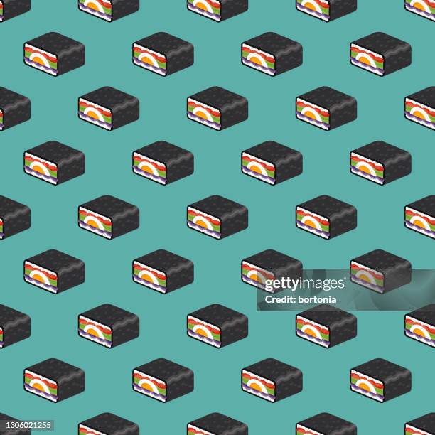 onigirazu wanpaku japanese sandwich pattern - hand roll stock illustrations