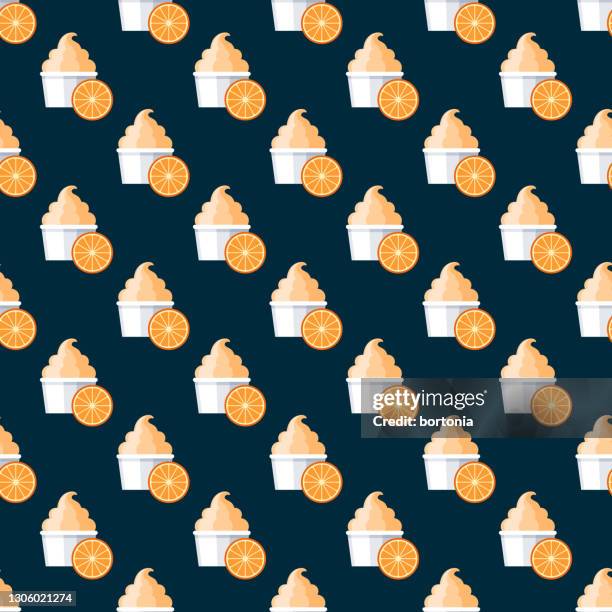 orange ice cream pattern - yogurt container stock illustrations