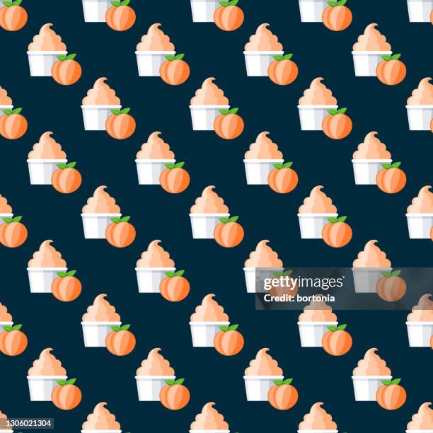 peach ice cream pattern - empty yoghurt pot stock illustrations