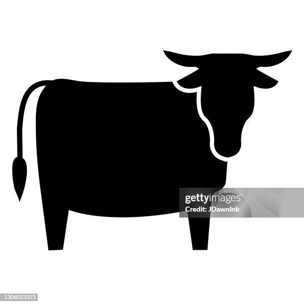 illustrazioni stock, clip art, cartoni animati e icone di tendenza di concetto di icona icona del bestiame da carne modern farm and agriculture - domestic cattle