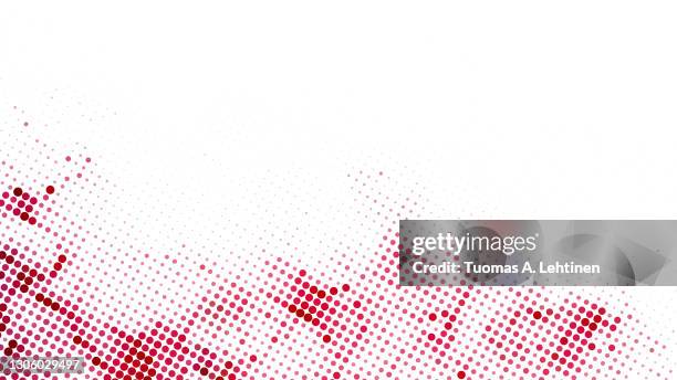 red and pink abstract dotted halftone background with copy space. - halftone stock pictures, royalty-free photos & images