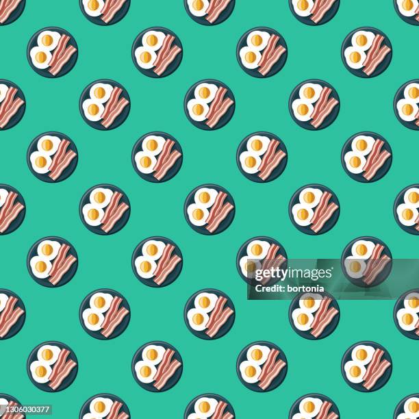 bacon and eggs meal pattern - bacon background stock illustrations