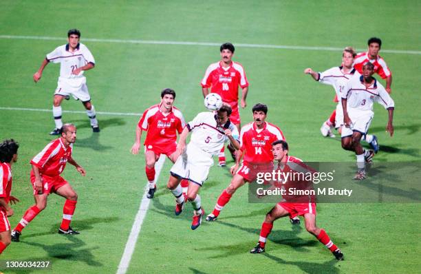 Thomas Dooley of the USA in action during the World Cup 1st round match between USA and Iran at the Parc Olympique on June 21, 1998 in Lyon, France.