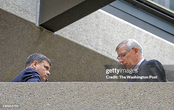 Rockville, MD Christopher A. Griffiths, left, and Douglas J. Wood, defense attorney's for Brittany Norwood, accused of murdering Jayna Murray last...