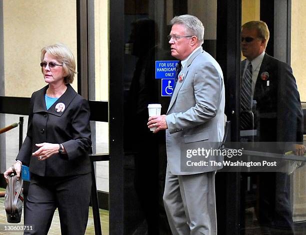 Phyllis and David Murray, parents of Luluemon employee Jayna Murray enter the Montgomery County Courthouse on October 26, 2011 in Rockville, Md.