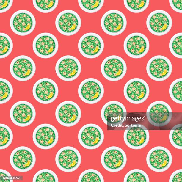 caesar salad pattern - caesar salad stock illustrations