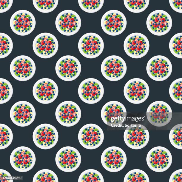 fruit salad pattern - fruit compote stock illustrations