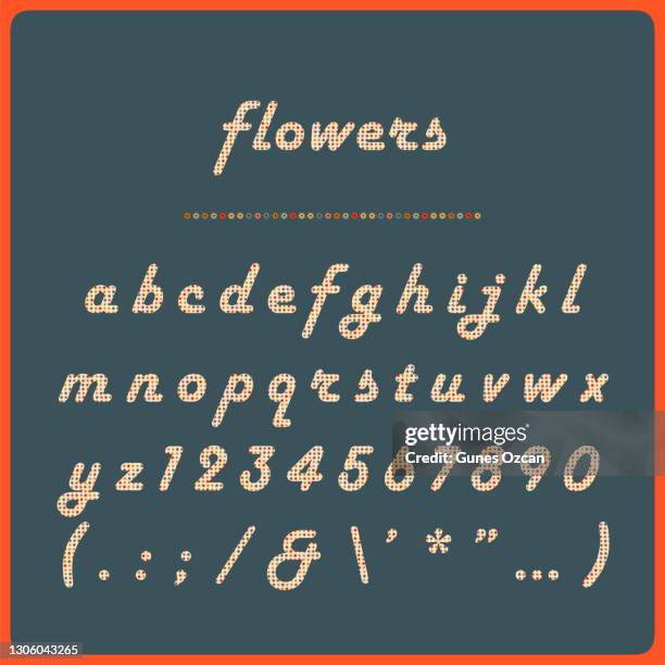 retro flower alphabet - vintage typeface with flower pattern - fun type alphabet stock illustrations