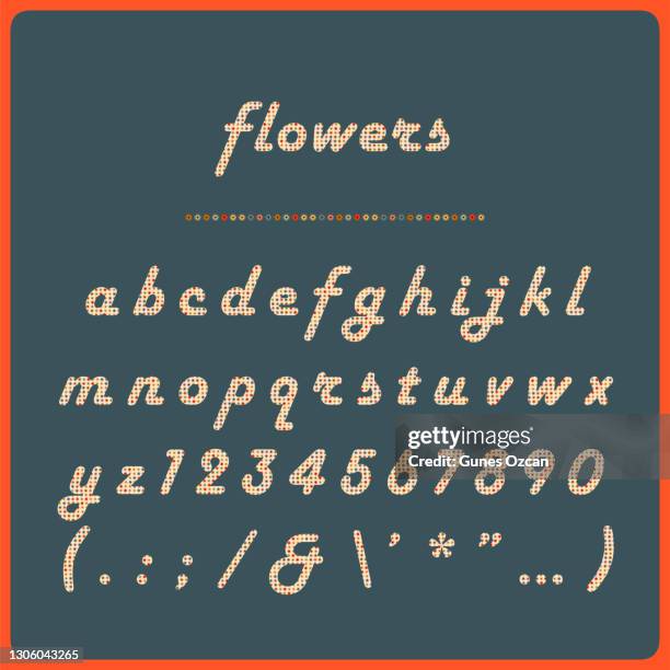 retro flower alphabet - vintage typeface with flower pattern - 1930s era stock illustrations