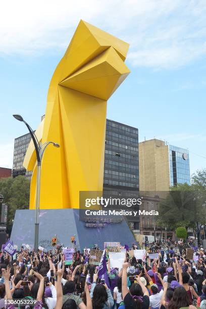 Women shout slogans during International Women´s Day protest on March 8, 2021 in Mexico City, Mexico.