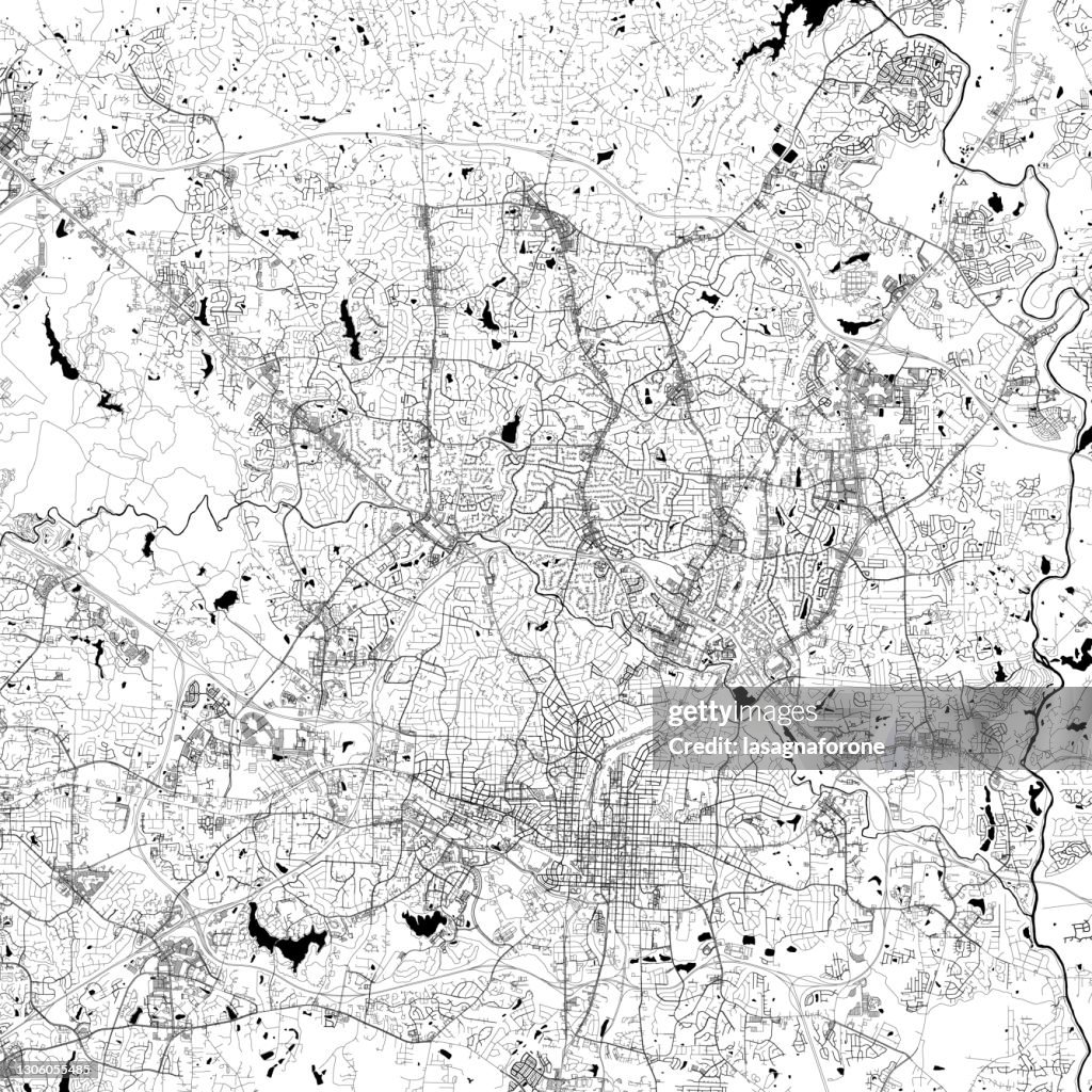 Raleigh, North Carolina, USA Vector Map