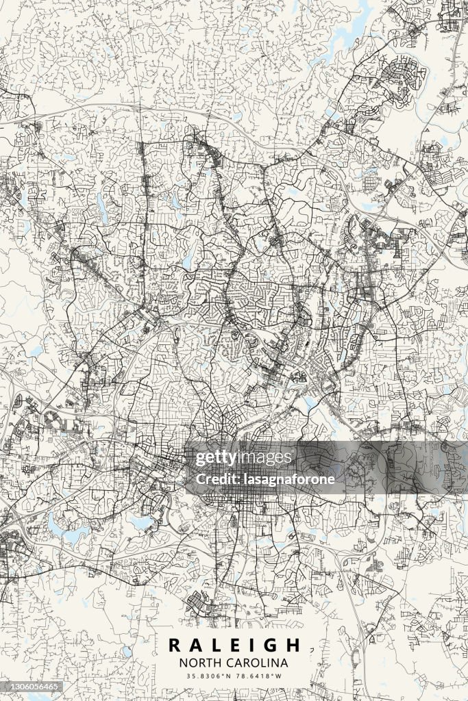 Raleigh, North Carolina, USA Vector Map