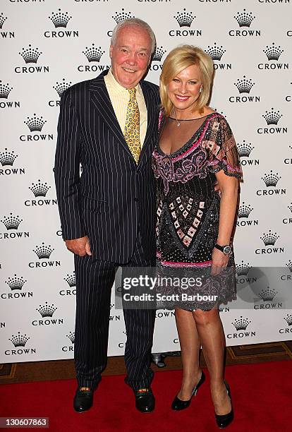 Kerri-Anne Kennerley and John Kennerley pose during the launch of the upgraded and expanded Mahogany Room at the Crown on October 27, 2011 in...