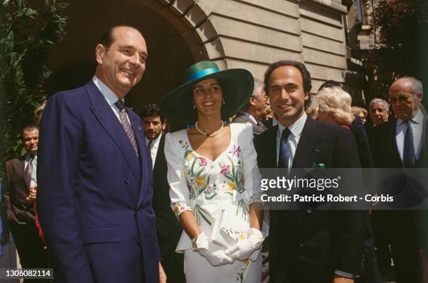 Homme politique et businessman Olivier Dassault, lors de son mariage avec Carole Tranchant. Le mariage fut célébré par Jacques Chirac, alors Maire de...