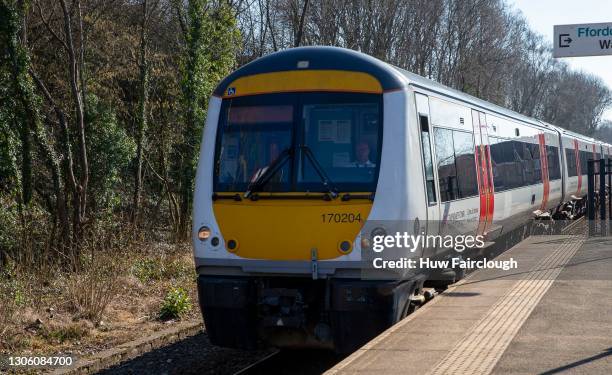 Train driver for Transport of Wales brings his train into the station on February 28, 2021 in Rogerstone, Wales. Transport for Wales have continued...