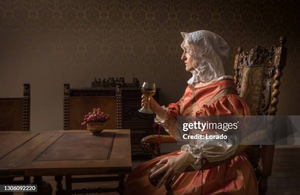 retrato de una hermosa noble holandesa histórica - barroco fotografías e imágenes de stock