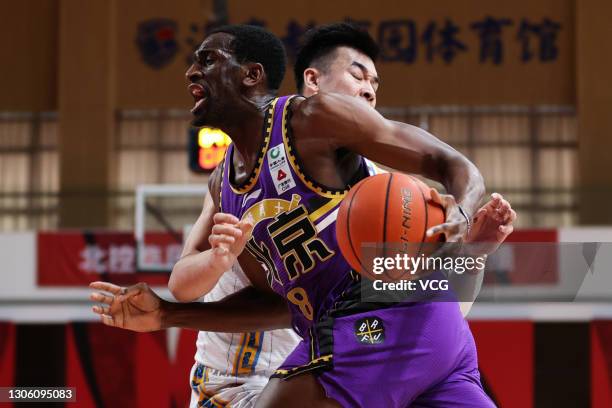 Ekpe Udoh of Beijing Royal Fighters drives the ball during 2020/2021 Chinese Basketball Association League match between Beijing Royal Fighters and...