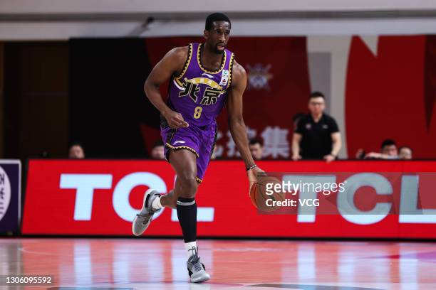 Ekpe Udoh of Beijing Royal Fighters drives the ball during 2020/2021 Chinese Basketball Association League match between Beijing Royal Fighters and...