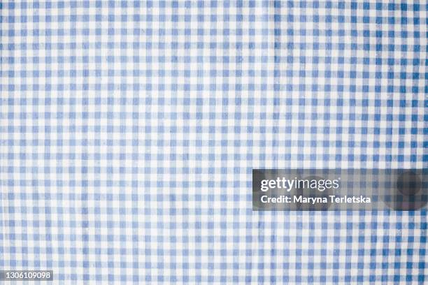 universal fabric background in a white-blue cage. - tartan pattern stock pictures, royalty-free photos & images