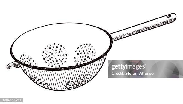 ilustrações de stock, clip art, desenhos animados e ícones de vector drawing of a colander - escorredor