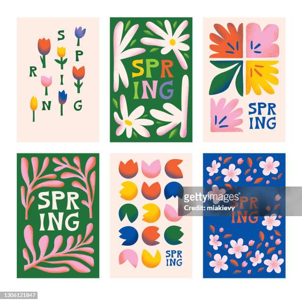 ilustraciones, imágenes clip art, dibujos animados e iconos de stock de plantillas de primavera floral - flores