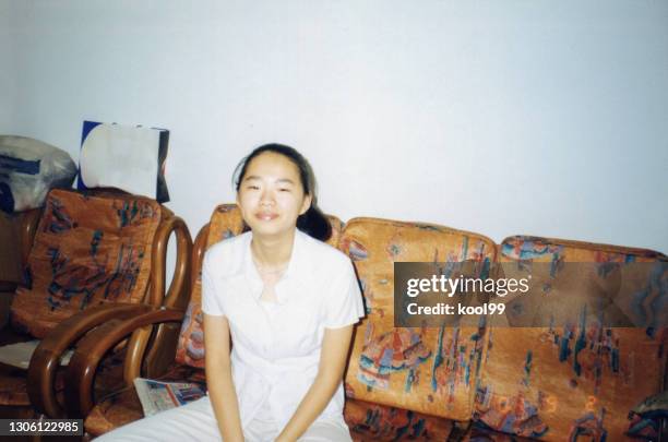 2000s china young girl old photo of real life - korean teen stock pictures, royalty-free photos & images