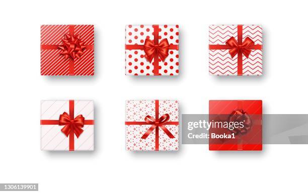 gift box collection. top view - wrapping paper stock illustrations