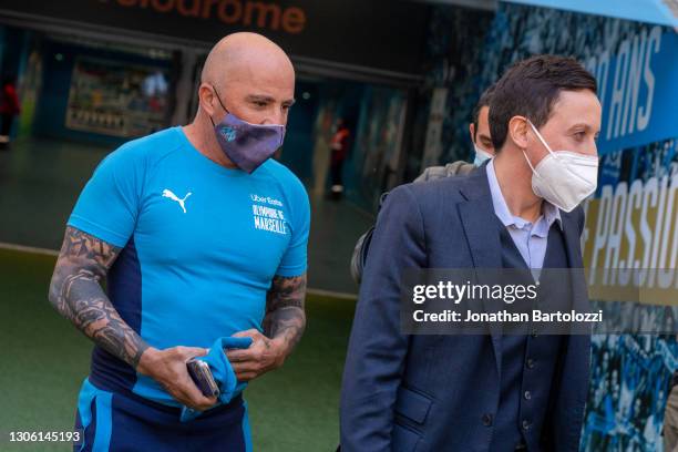 Jorge Sampaoli during an Olympique de Marseille press conference at Centre Robert-Louis Dreyfus on March 09, 2021 in Marseille, France.