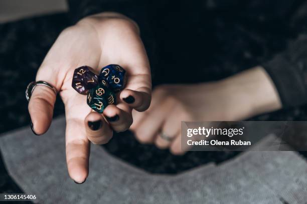 beautiful astrological cube with different signs close-up - divination stockfoto's en -beelden