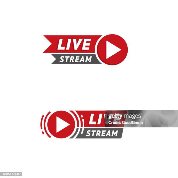 stockillustraties, clipart, cartoons en iconen met live stream pictogram set - tv show