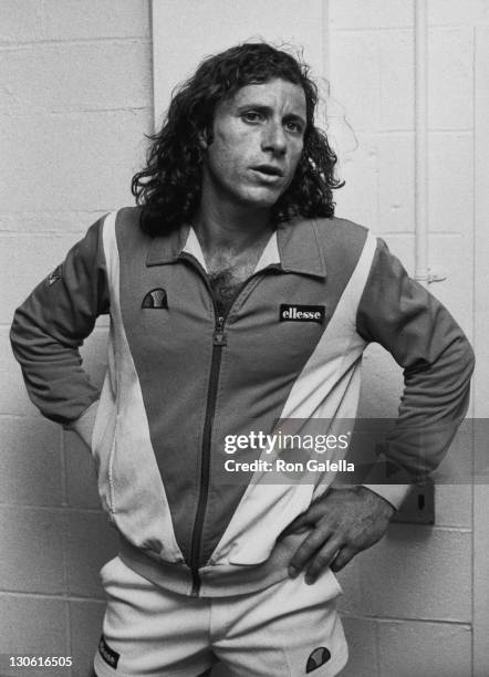 Athlete Guillermo Vilas attends U.S. Open Tennis Tournament on September 5, 1982 at Flushing Meadows Park in New York City.