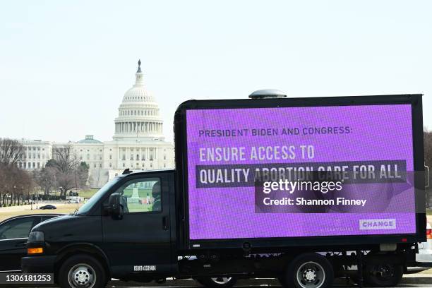 UltraViolet's truck billboard circles the White House and Capitol Hill urging the Biden Administration and Congress to ensure access to quality...