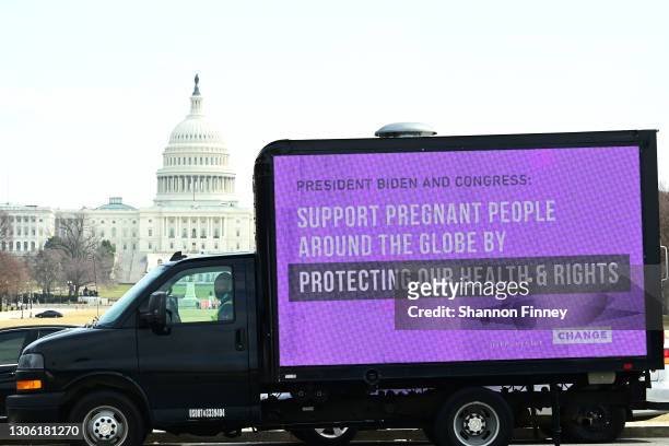 UltraViolet's truck billboard circles the White House and Capitol Hill urging the Biden Administration and Congress to ensure access to quality...