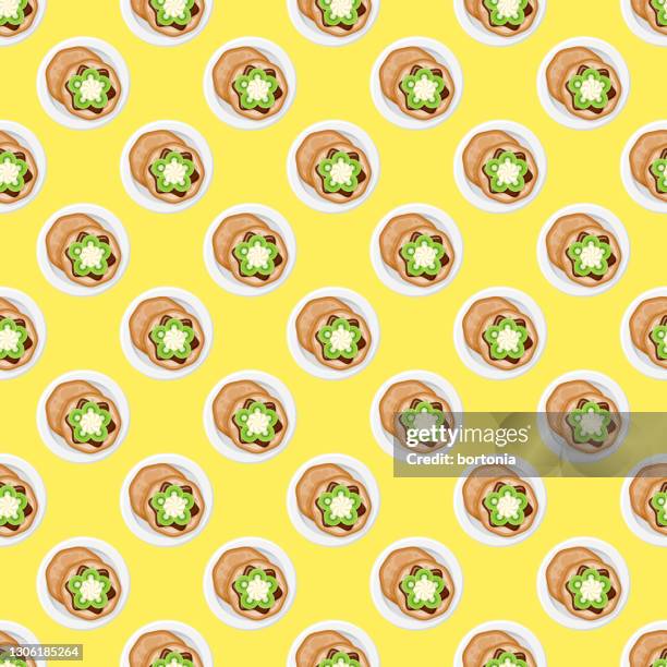 chocolate kiwi pancake pattern - chocolate sauce stock illustrations