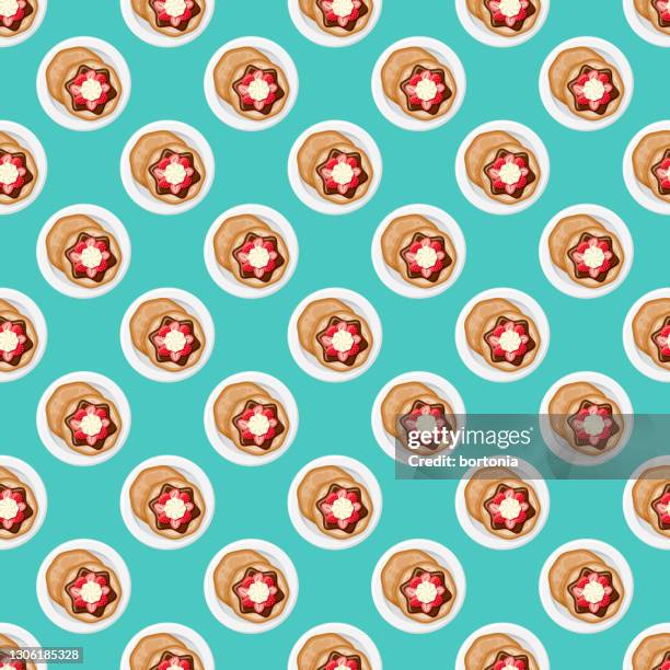 chocolate strawberry pancake pattern - chocolate sauce stock illustrations