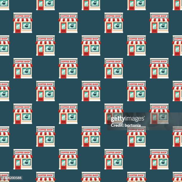 coffee shop pattern - empty store front window stock illustrations