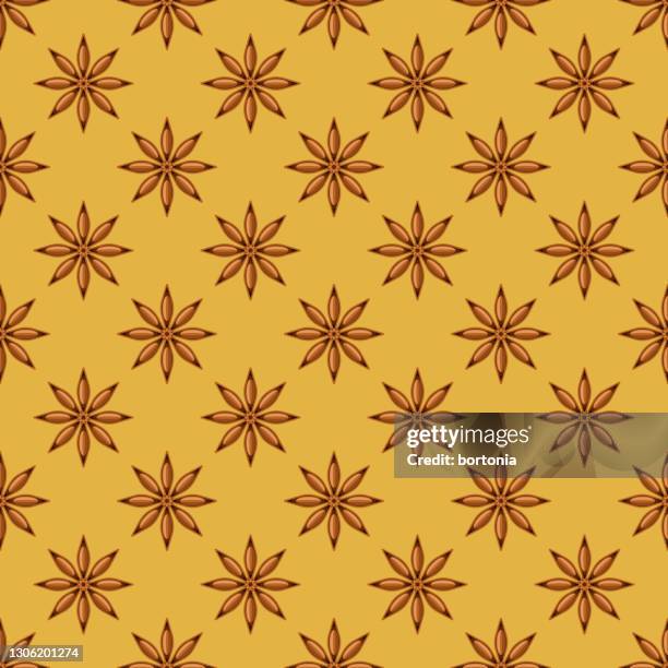 star anise spice pattern - star anise stock illustrations