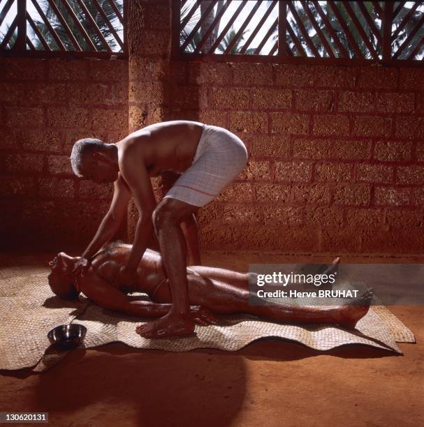 Preparation to training, Master Sherif massages his disciple to loosen up his body and to open his joints. The process is made directly on the...