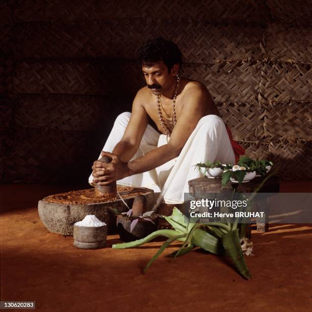 Master Baiju is preparing a plaster to cure a patient whose knee got stuck after a staphylococcus infection. Applied on the skin and surrounded with...