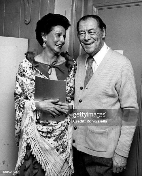 Actor Rex Harrison and wife Mercia Tinker attend Lerner and Loewe Tribute Gala on May 14, 1979 at the Winter Garden Theater in New York City.