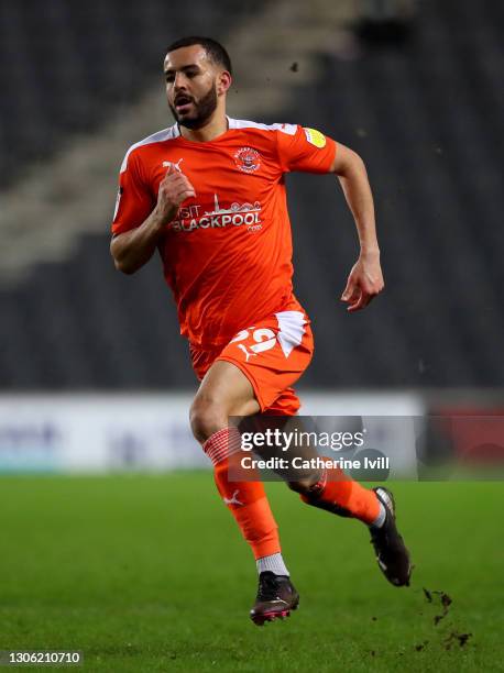 Kevin Stewart of Blackpool during the Sky Bet League One match between Milton Keynes Dons and Blackpool at Stadium mk on March 09, 2021 in Milton...