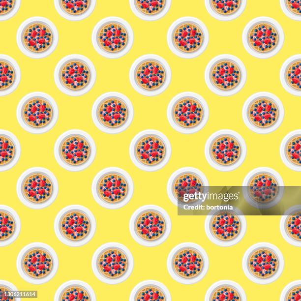 berry waffle pattern - waffle fries top down stock illustrations