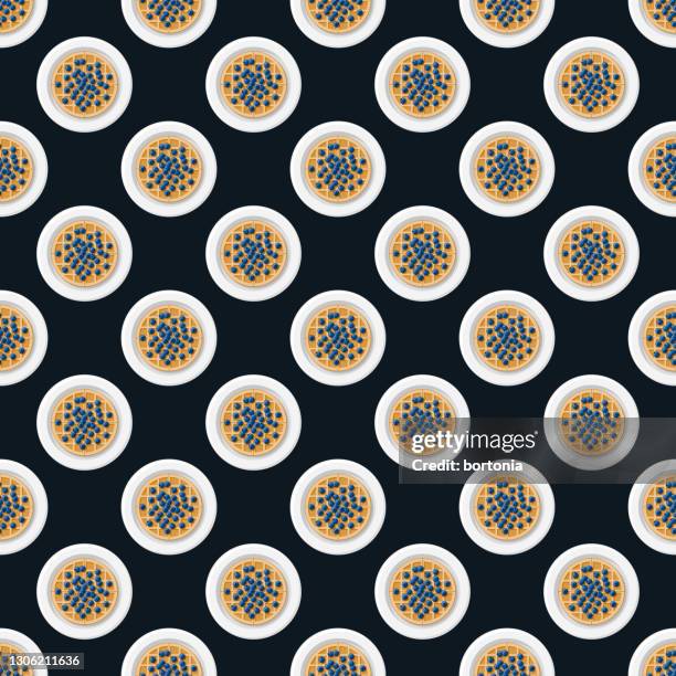 blueberry waffle pattern - belgian waffle stock illustrations
