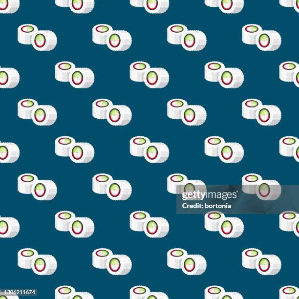 california roll sushi pattern - california roll stock illustrations