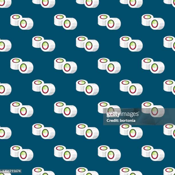 california roll sushi pattern - futomaki stock illustrations