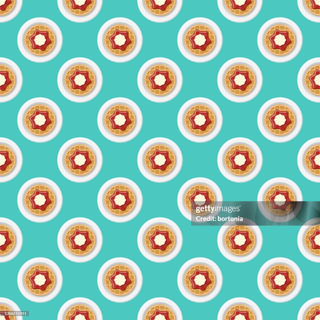 Jam and Whipped Cream Waffle Pattern