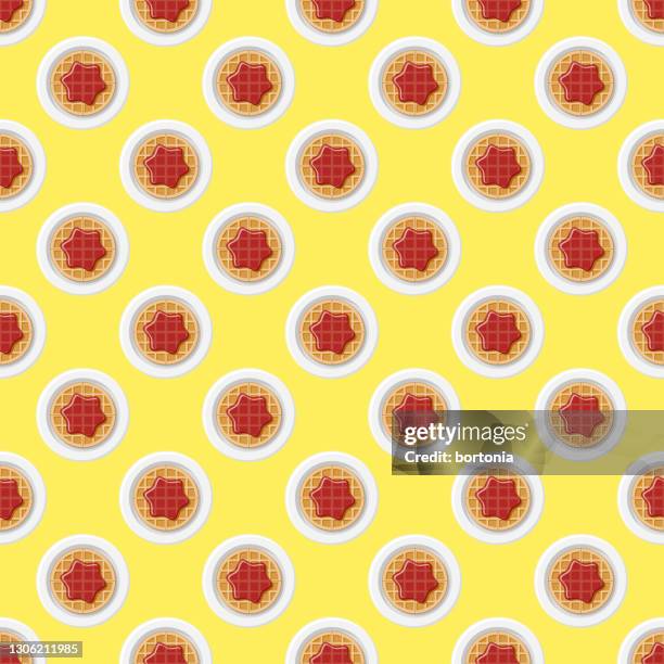 jam waffle pattern - raspberry sauce stock illustrations