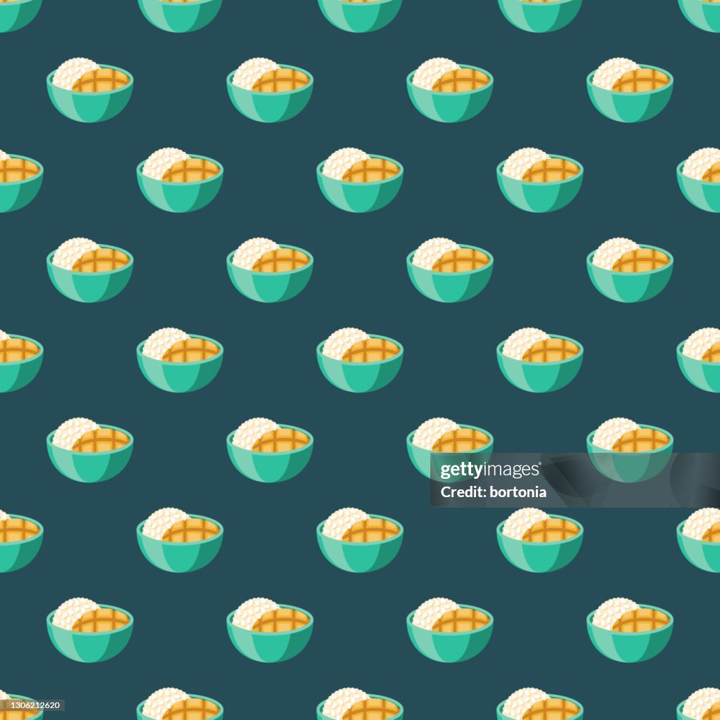 Mango Sticky Rice Khao Niaow Ma Muang Thai Food Pattern