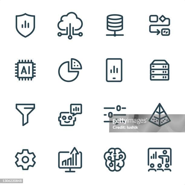 data analytics - pixel perfect unicolor line icons - funnel stock illustrations